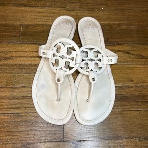 Tory Burch White Miller Sandals Size 11 (812-WR)
